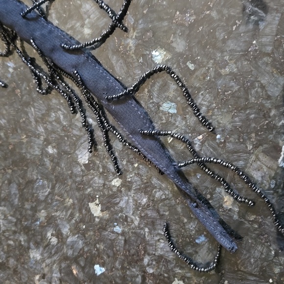 Black Beaded Fringe Accessory Belt or Scarf, NWT - Picture 8 of 9